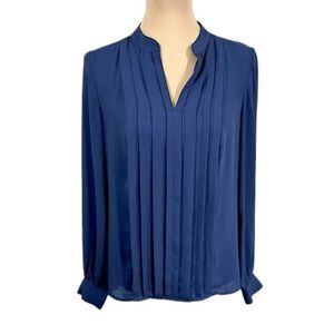 WHBM Blouse Size 6 Blue Flowy Long Sleeve